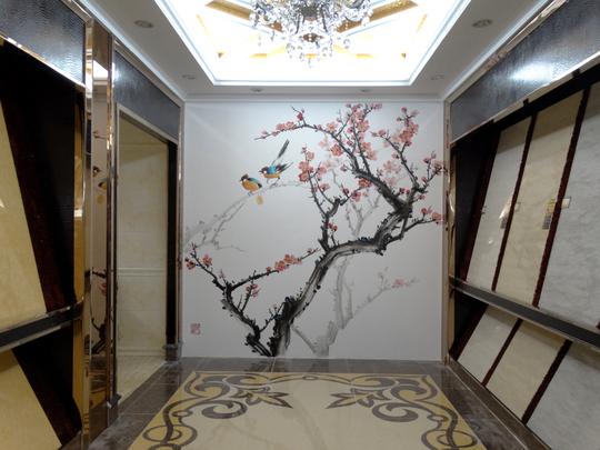 一好朋友是做瓷砖生意的,公司有一面空白墙壁,邀请去画了一幅
