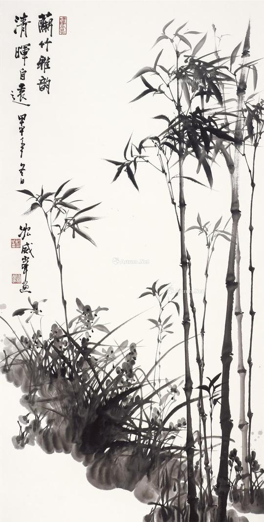 0013兰竹雅韵镜心水墨纸本