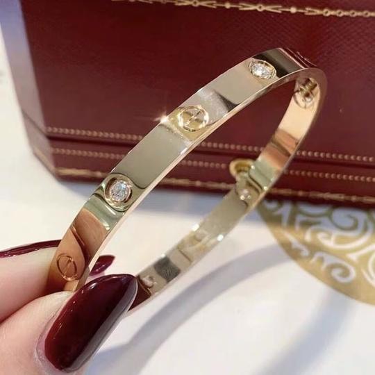 cartier/卡地亚手镯女经典款love玫瑰金窄版宽版带钻男女同款手环
