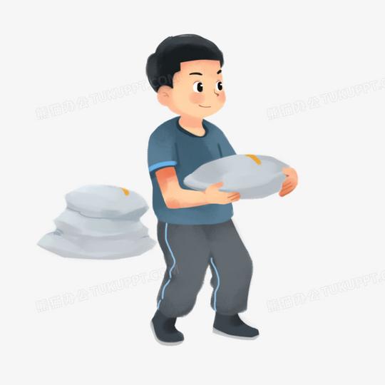 卡通手绘搬运工人搬运东西素材
