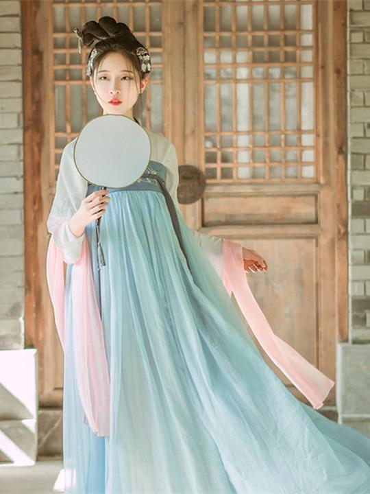 若桃姬汉服女中国风超仙原创仙气古装清新淡雅仙女裙学生齐胸襦裙