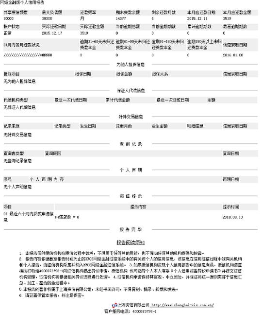 关于借款逾期信息纳入上海资信《网络金融版个人征信