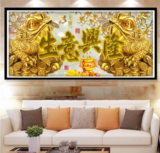 新正品5d钻石画满钻生意兴隆客厅十字绣蟾蜍金色玉兰花贴钻钻石绣