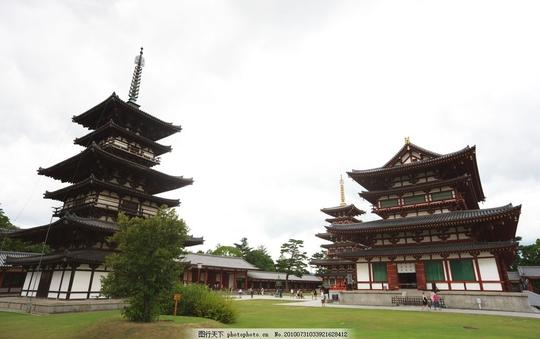 日本奈良药师寺国家官寺佛教寺庙亚洲最美古建筑中国风格建筑