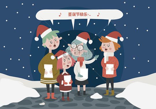 孩子们唱圣诞歌图片素材_免费下载_ai图片格式