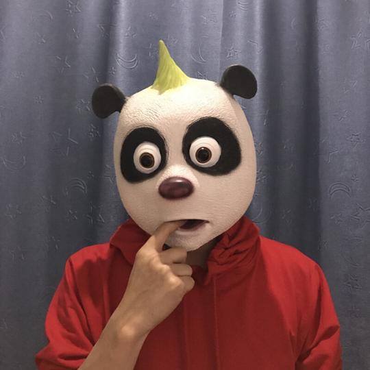 抖音同款动物加厚恶搞鱼头头套绿鱼人头面具外星人圣诞节猩猩驴头套男士新款熊猫