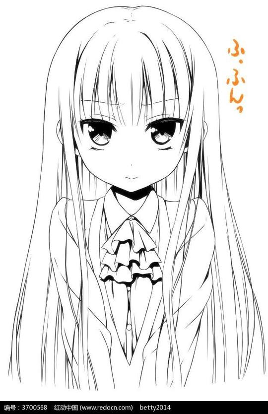免费素材图片素材漫画插画人物卡通甜美女学生日漫人物线稿请