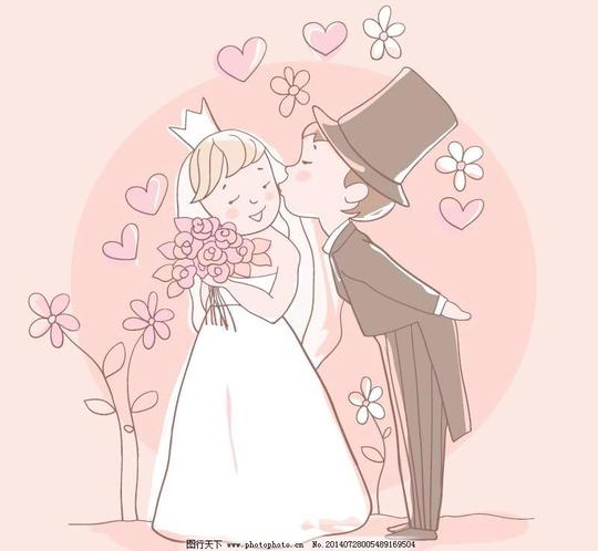 动漫婚礼插画矢量素材