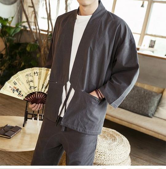 汤米伍德外套男2018夏新款中国风日式开衫汉服男藏青色2xl【图片价格品牌评论】-京东