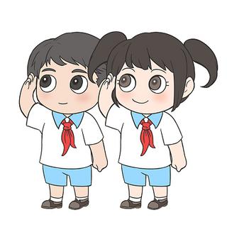 儿童少先队员男孩女孩卡通敬礼红领巾png素材竞选少先队员