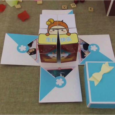 创意diy抖音礼物爆炸盒子魔方翻转相册生日礼物女生惊喜盒子作_982