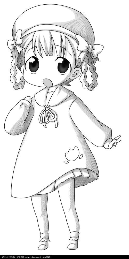免费素材图片素材漫画插画人物卡通女孩卡通手绘线稿请您分享