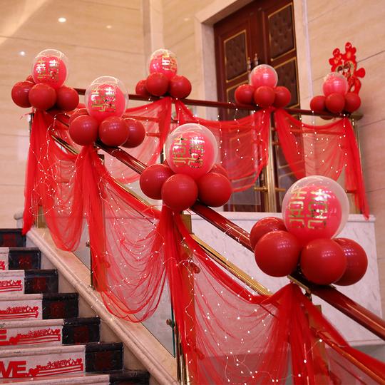 抖音结婚楼梯装饰扶手拉花纱幔新房装饰婚房婚礼现场场景布置套装