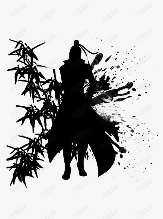 原创可商用武侠人物水墨风泼墨剪影素材图片免费下载