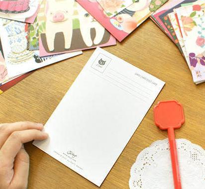 日韩国文具jetoy贺卡小萌物可爱猫咪精美明信片40款卡片随机发