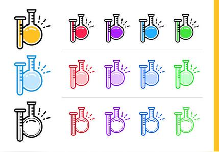 创业企业中不同颜色的线性瓶图标。向量元素适合网站、移动应用和演示文稿图片