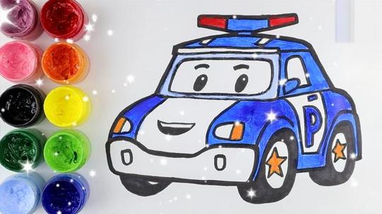 儿童益智简笔画，画一个非常霸气的小警车，涂上色之后就更完美了
