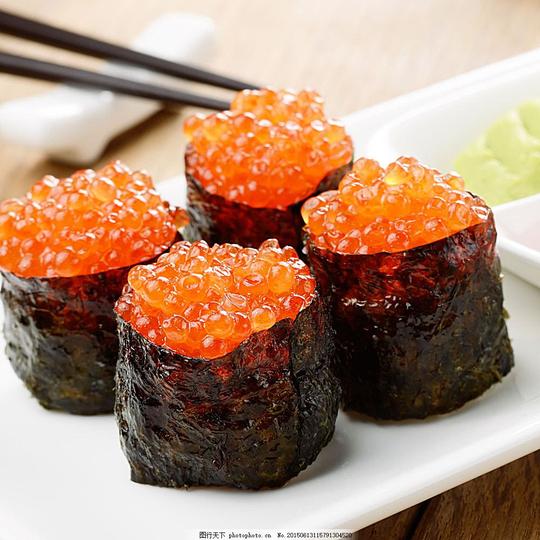 鱼籽寿司食物日本料理西餐美食餐饮美食图片素材白色