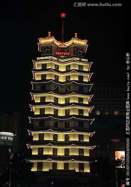 夜景二七纪念塔