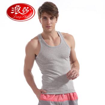 浪莎男士纯棉背心夏季全棉大码薄款休闲吸汗运作型男背心灰色1件xxl