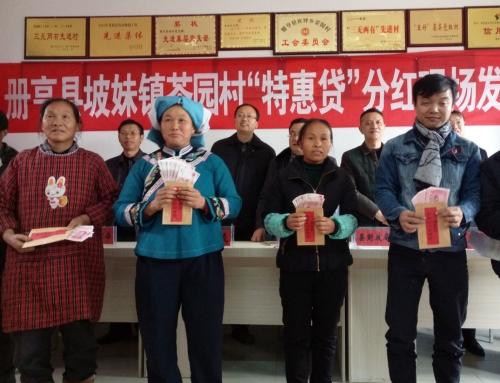 1月23日,册亨县坡妹镇茶园村举行2016年度"特惠贷"入股分红发放