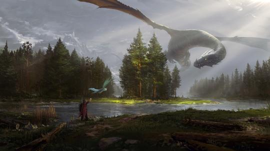 艺术品、幻想艺术、龙、自然、河流、树木、森林|1920x1080壁纸高清壁纸-第1张-ip图库