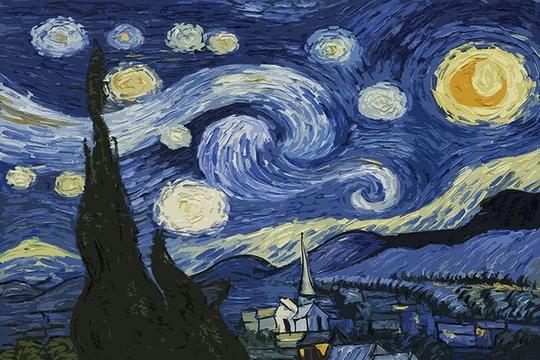 com梵高星空装饰画矢量超清木刻效果名画背景墙ai素材item.taobao.