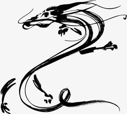 矢量&lt;strong&gt;手绘&lt;/strong&gt;水墨龙