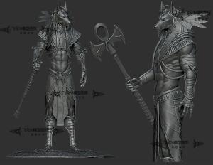 古埃及西方雕塑阿努比斯守护神3d模型stl三维立体图obj文件素材