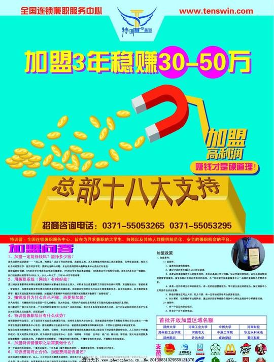 赚钱加盟海报宣传广告广告设计矢量