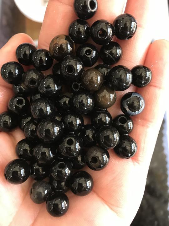 批发黑色硅化木圆珠缅甸仰光黑色树化玉珠子