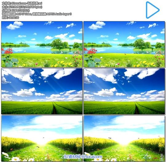 清新绿色春天季节鸟语花香蝴蝶飞舞蓝天白云好风光动态视频素材