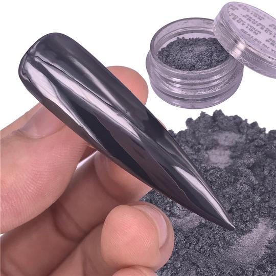 yzwle美甲跨境新品指甲黑色魔镜粉极光镜面激光云锦粉0.5g