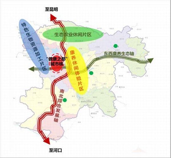 图2-1蒙自市生物经济+发展布局示意图