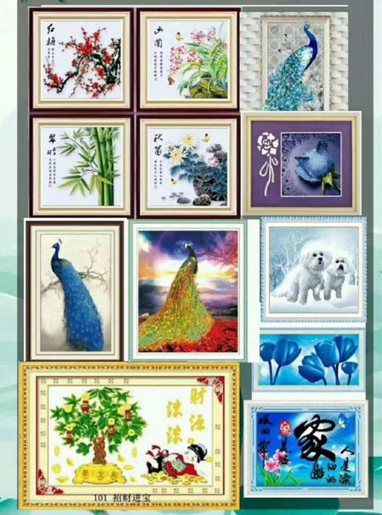 串珠,十字绣鞋垫,砖石画手工活