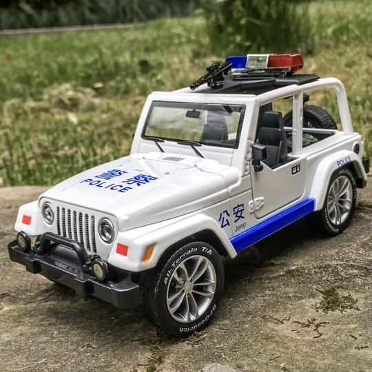 儿童小孩玩具兰博基尼警车玩具汽车模型110玩具车警察车男孩回力合金小汽车白色牧马人警车