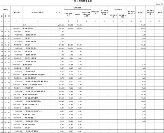平江县童市镇2016年预算报表编报说明