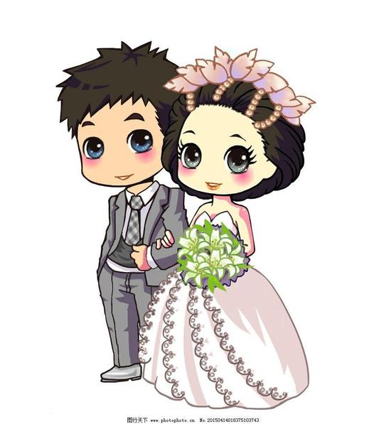 q版结婚人像手绘婚礼动漫动画