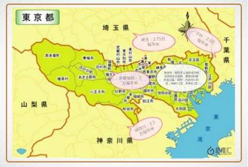 2,再看东京市的房价地图,东京市叫做东京23区,其中里面核心5区,港区