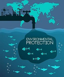 海水污染矢量素材