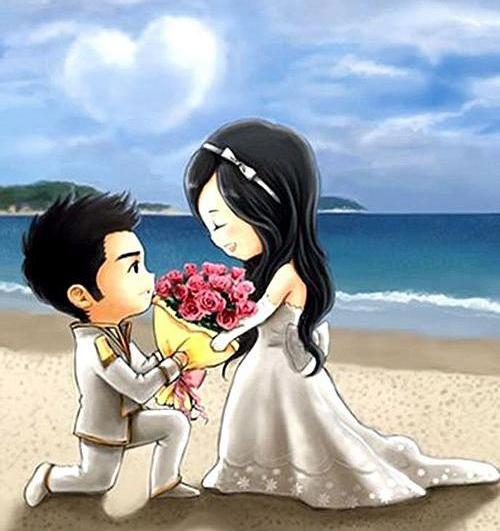浪漫求婚漫画素材图片手绘单膝跪地求婚素材
