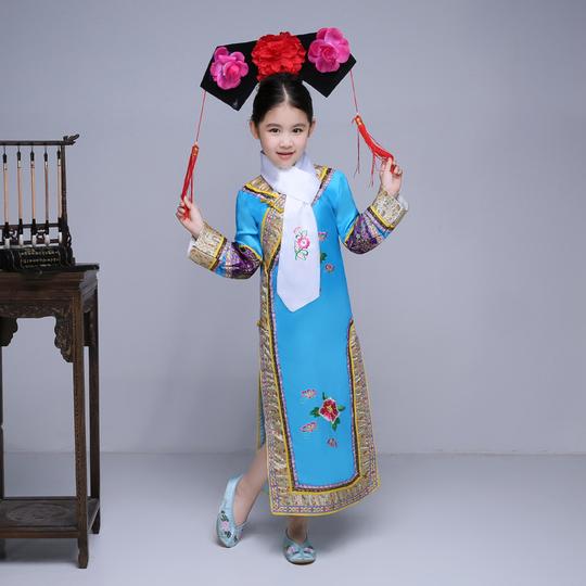 儿童古装清朝格格服装仙女唐装汉服小格格满族服装女童公主甄嬛传_7折