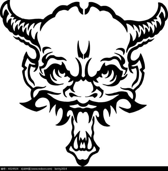 线描恶魔角插画eps素材免费下载_红动网