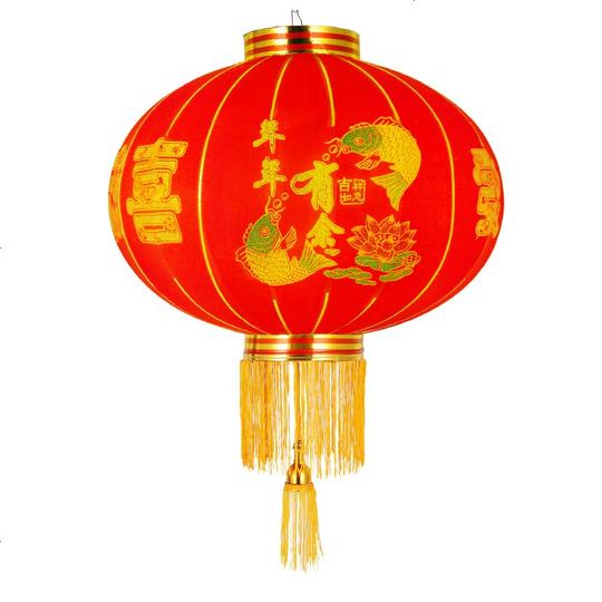 新年挂饰户外大口恭喜发财灯笼春节装饰阳台大红植绒福字灯笼60#吉祥富贵(一对)不带灯图片