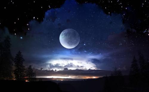 月亮星空图片夜晚月亮星空图片素材下载