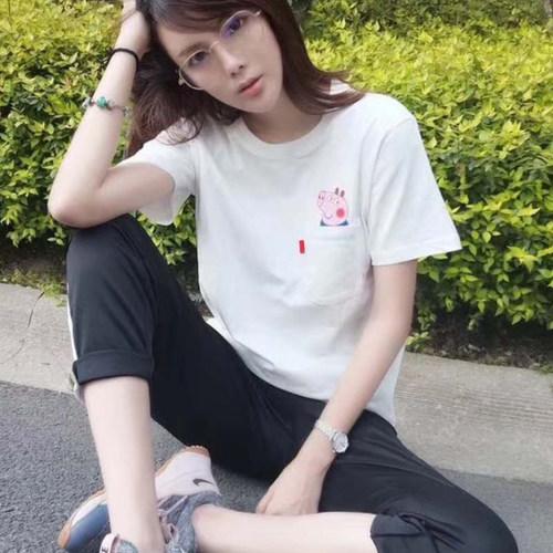 抖音同款宽松小猪佩奇衣服成人短袖t恤女学生潮牌百搭上衣韩版白_7折
