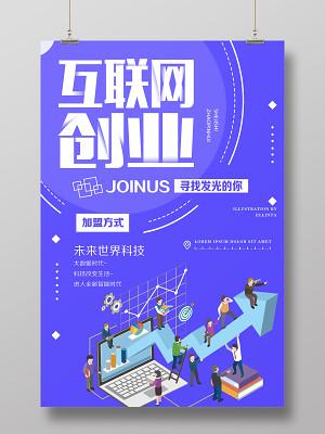 蓝色创业海报寻找合伙人招商宣传展板