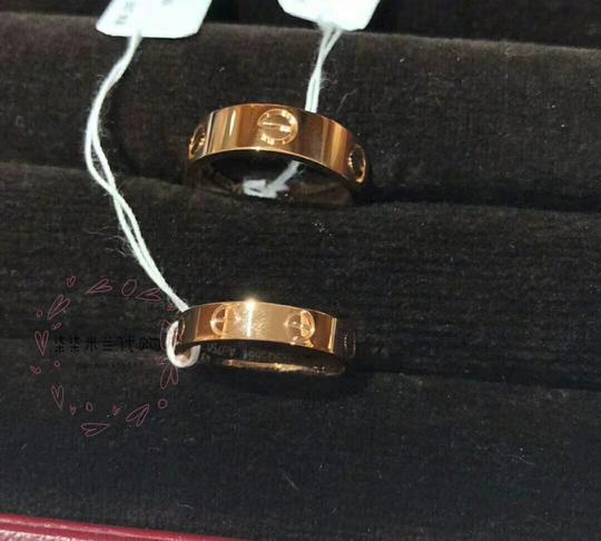 cartier/卡地亚love无钻黄金戒指窄版宽版情侣戒指18k玫瑰金对戒