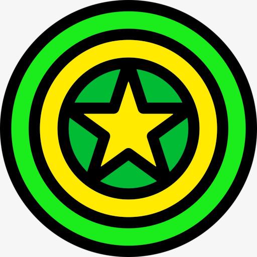 绿色圆形星星盾牌素材免抠