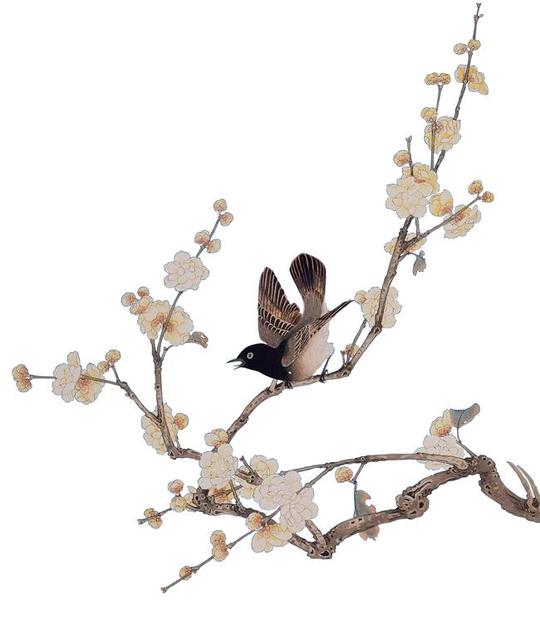 png免抠丨中国古风工笔画牡丹梅花鹿孔雀鸟花卉ps设计素材